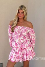 Floral Off Shoulder Tie Accent Mini Dress