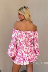 Floral Off Shoulder Tie Accent Mini Dress