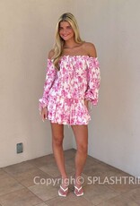 Floral Off Shoulder Tie Accent Mini Dress