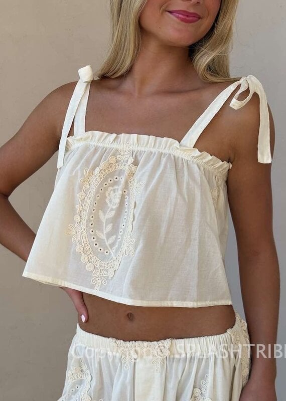 Kirsten Embroidered Babydoll Cami Top