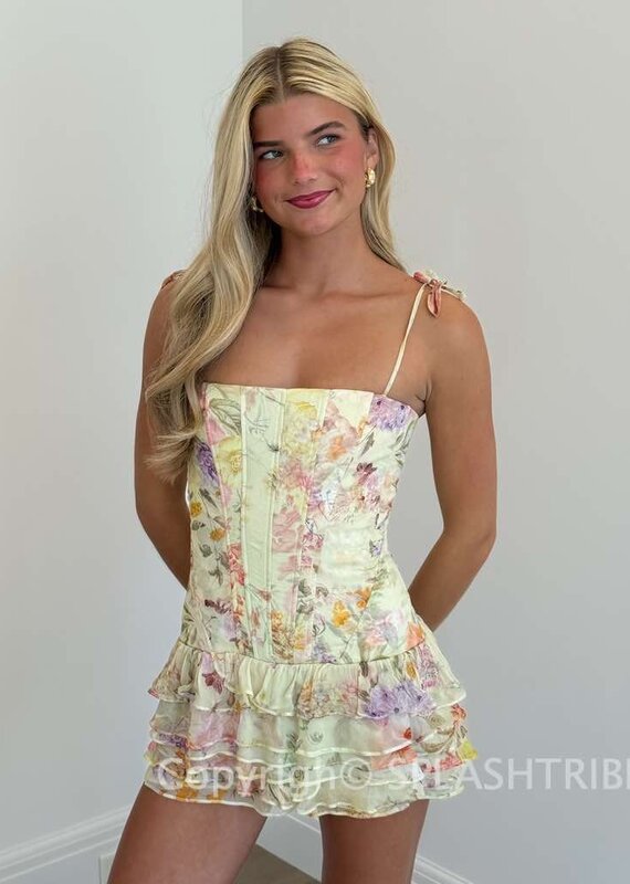 Amanda Uprichard Laureline Floral Romper Mini Dress