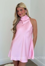 Amanda Uprichard Calypso Satin High Neck Mini Dress