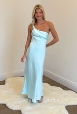Satin One Shoulder Frill Maxi Dress