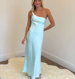 Satin One Shoulder Frill Maxi Dress