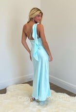Satin One Shoulder Frill Maxi Dress