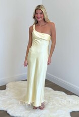 Satin One Shoulder Frill Maxi Dress