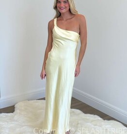 Satin One Shoulder Frill Maxi Dress