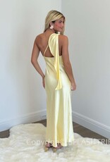 Satin One Shoulder Frill Maxi Dress