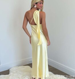Satin One Shoulder Frill Maxi Dress
