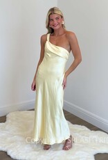 Satin One Shoulder Frill Maxi Dress