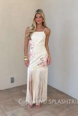 Floral Applique Fringe Detail Maxi Dress