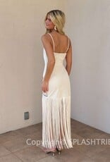 Floral Applique Fringe Detail Maxi Dress