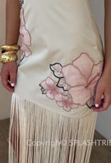 Floral Applique Fringe Detail Maxi Dress