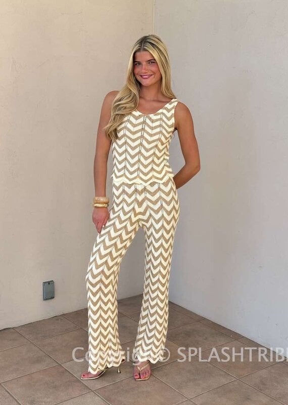 Chevron Lurex Knit Tank Top