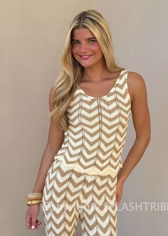 Chevron Lurex Knit Tank Top