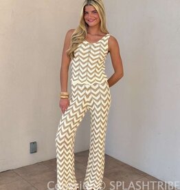 Chevron Lurex Knit Wide Leg Pant