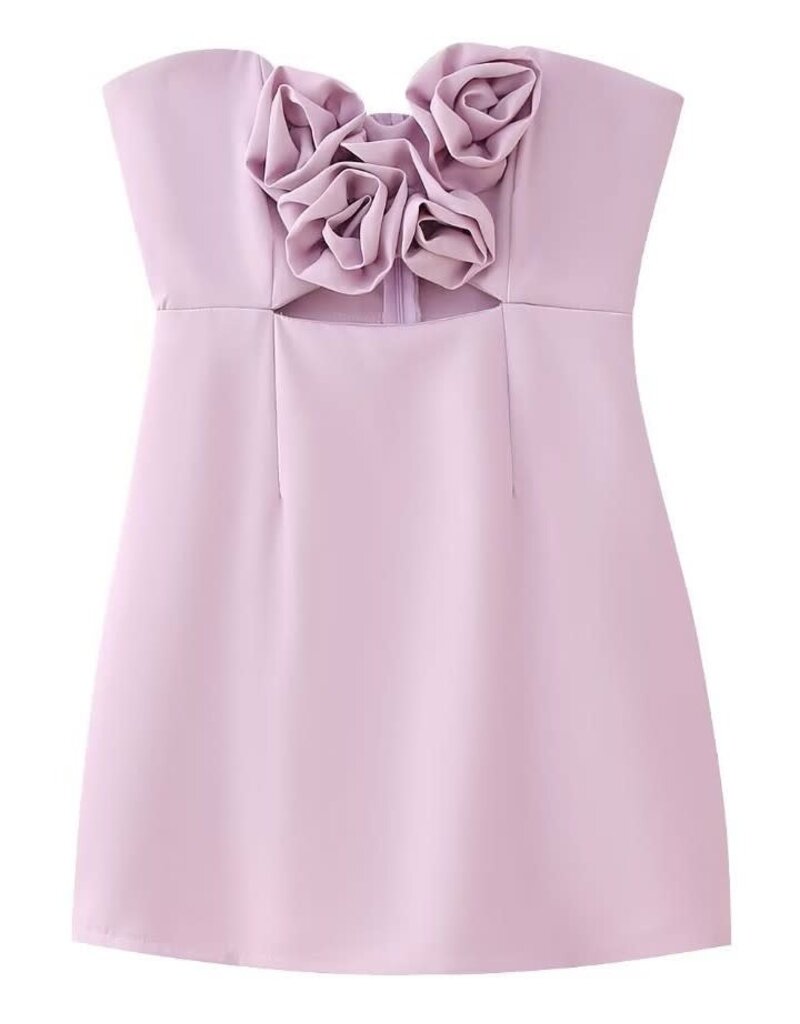 Rosette Cutout Strapless Mini Dress