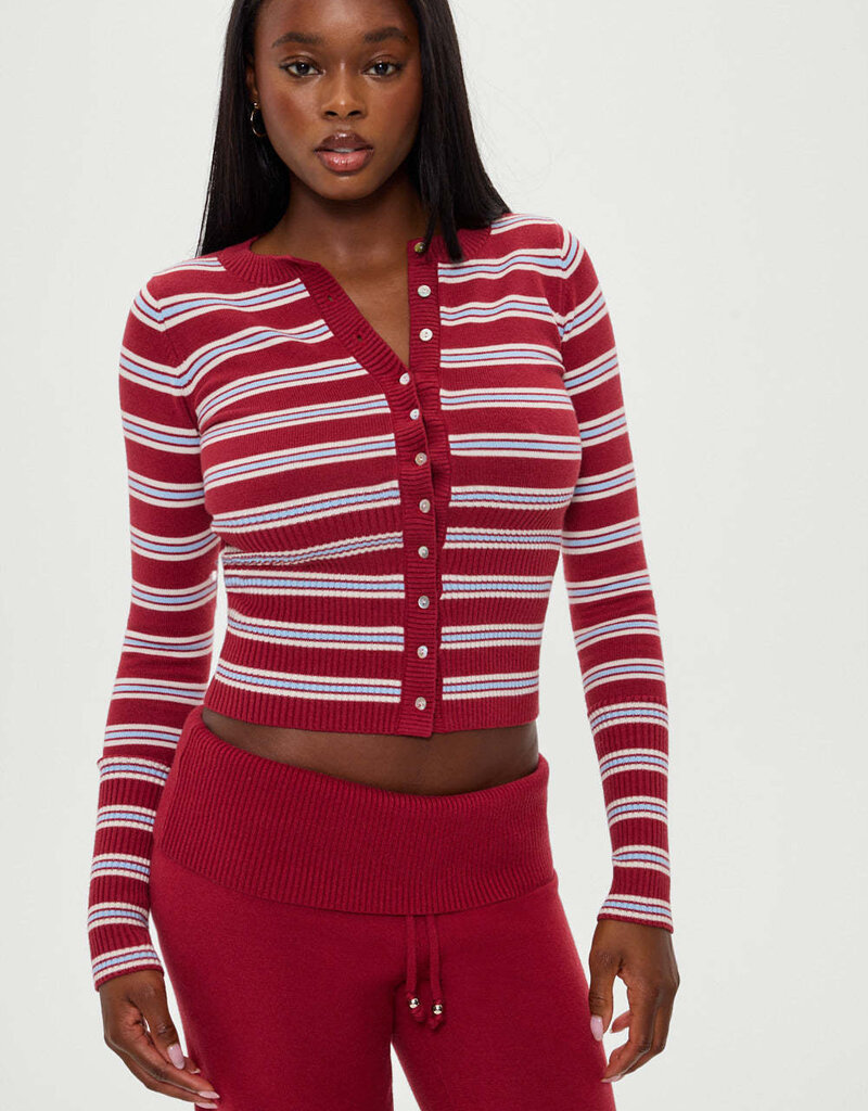 Frankies Bikinis Lenon Button Up Cloud Knit Sweater