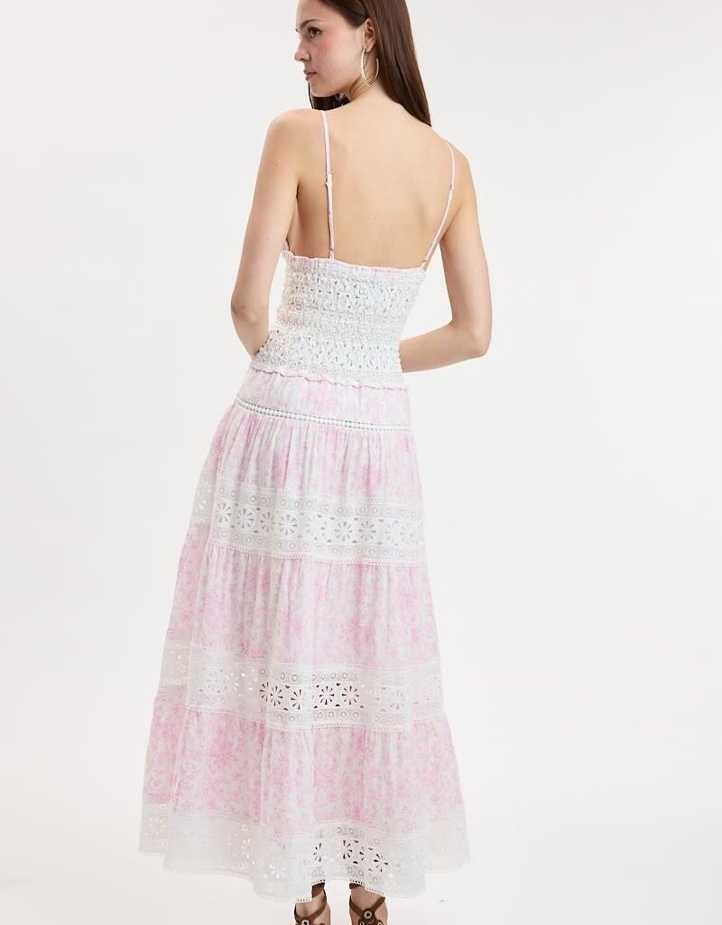Floral Embossed Lace Floral Midi Dress