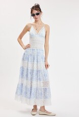 Floral Embossed Lace Floral Midi Dress