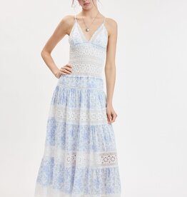 Floral Embossed Lace Floral Midi Dress