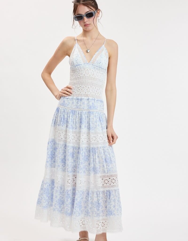 Floral Embossed Lace Floral Midi Dress