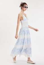 Floral Embossed Lace Floral Midi Dress