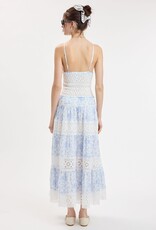 Floral Embossed Lace Floral Midi Dress