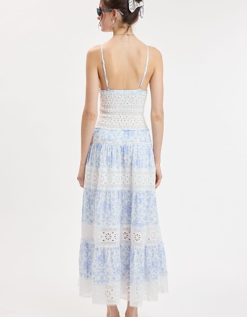 Floral Embossed Lace Floral Midi Dress