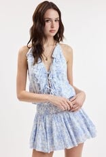 Pastel Floral Cascading Ruffle Layered Mini Dress