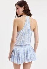 Pastel Floral Cascading Ruffle Layered Mini Dress