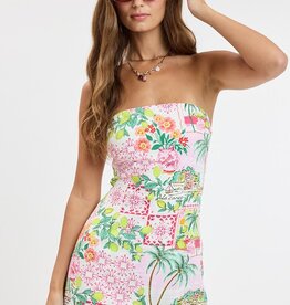 Tropical Waist Tie Skort Mini Dress