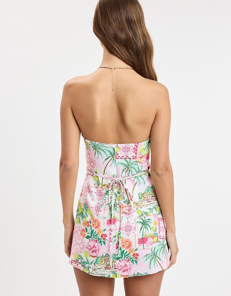 Tropical Waist Tie Skort Mini Dress