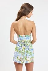 Tropical Waist Tie Skort Mini Dress