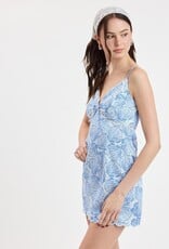 Printed Scallop V Neck Mini Dress