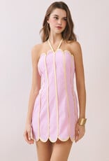 Contrast Piping Detail Halter Mini Dress