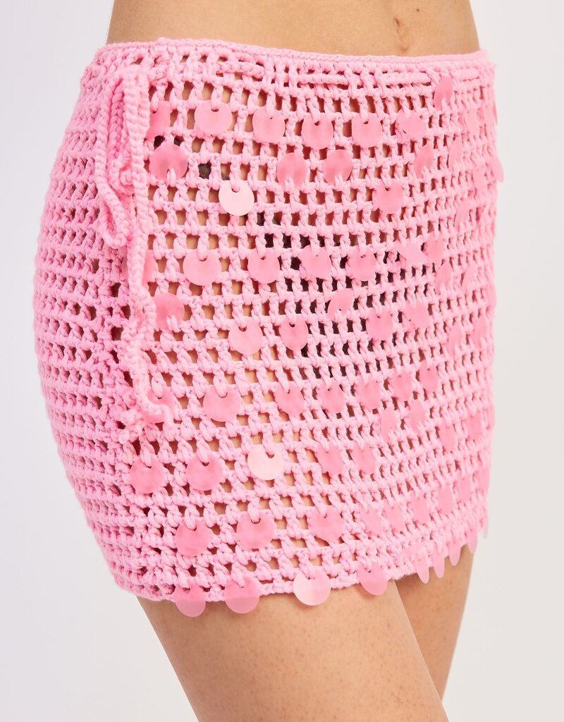 Shell Trim Crochet Mini Skirt