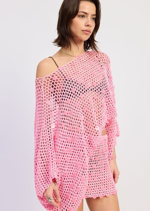 Shell Trim Crochet Poncho