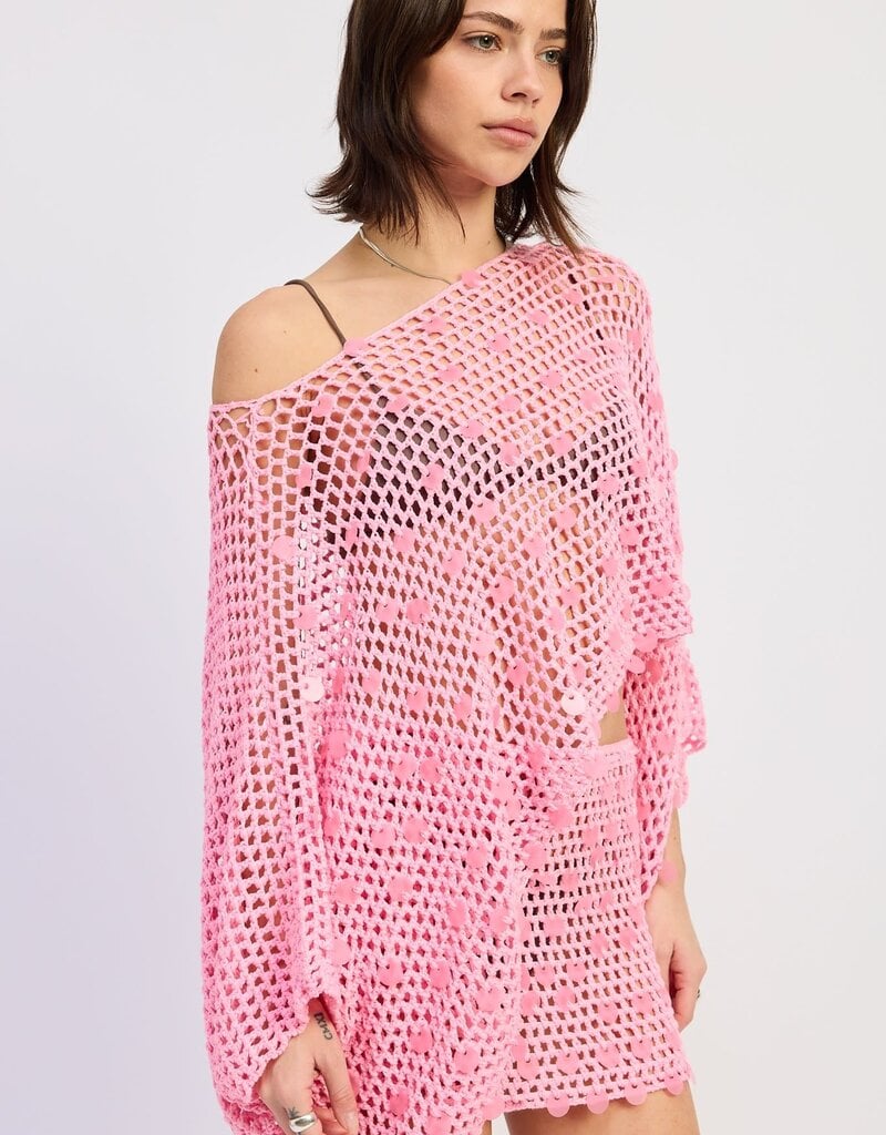 Shell Trim Crochet Poncho