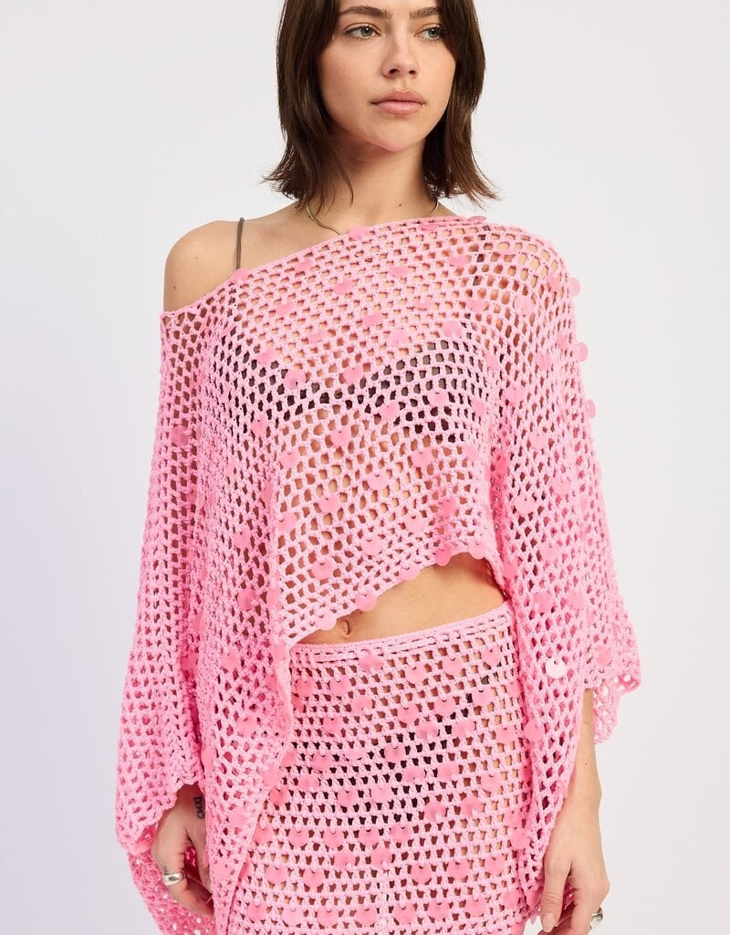 Shell Trim Crochet Poncho