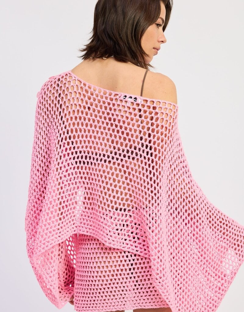 Shell Trim Crochet Poncho