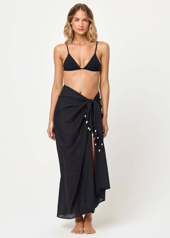 L Space Mika Sarong Cover Up Skirt Black