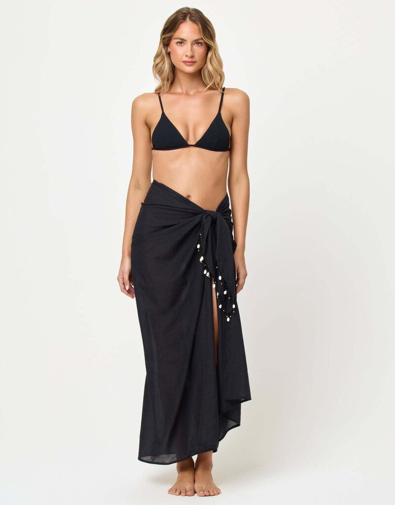 L Space Mika Sarong Cover Up Skirt Black
