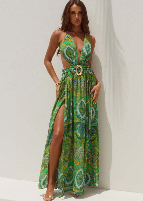 Fontana Deep Plunge Maxi Dress
