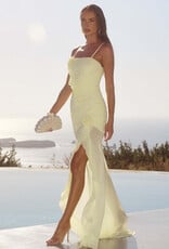 Eziya Ruched Frill Trim Maxi Dress