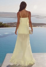 Eziya Ruched Frill Trim Maxi Dress