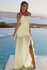 Eziya Ruched Frill Trim Maxi Dress