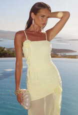 Eziya Ruched Frill Trim Maxi Dress