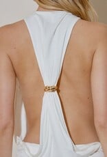 Draped Cowl Neck Ring Back Mini Dress