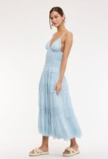 Floral Embossed Lace Solid Midi Dress